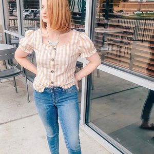 Who What Wear Square Neck Gingham Top